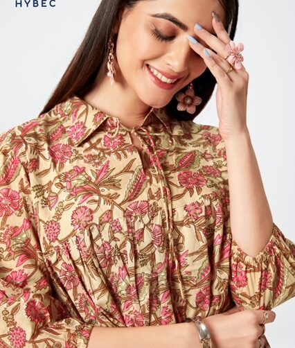 Biscuit Cotton Printed Tunics