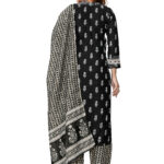 Hybec Designer Black & White Cotton Women's Kurta with Pants & Dupatta set