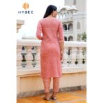 Hybec Designer Women's Cotton Blend Printed Straight kurta Pant and Dupatta Set (Pink)