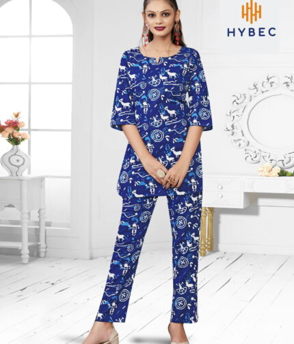 Cotton Printed Co-Ord set (Blue)
