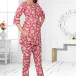 Cotton Floral Printed Co-Ord set (Pink)