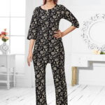 Cotton Floral Printed Co-Ord set (Black)