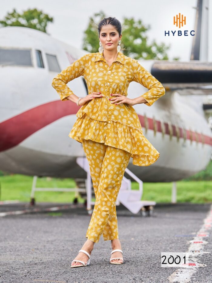 Printed Co-ord Set for Women (Mustard)