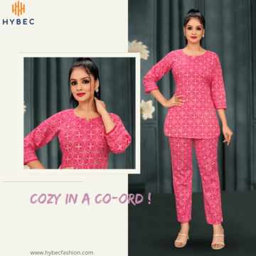 HYBEC Women's Cotton Blush Pink Co-ord Set 🌸