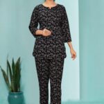 HYBEC Women's Cotton Classic Black Co-ord Set