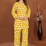 HYBEC Women's Bright Yellow Cotton Co-Ord Set