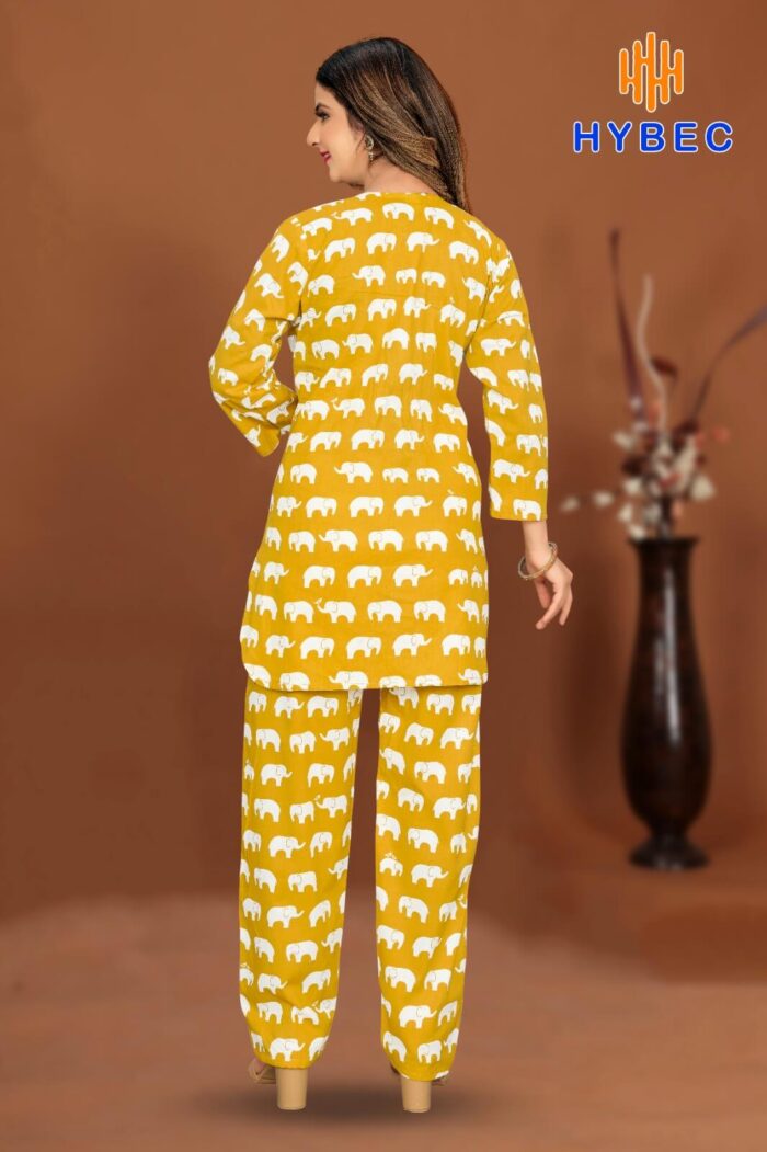 HYBEC Women's Bright Yellow Cotton Co-Ord Set