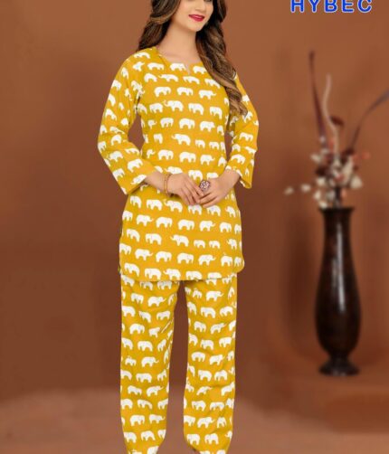 HYBEC Women's Bright Yellow Cotton Co-Ord Set