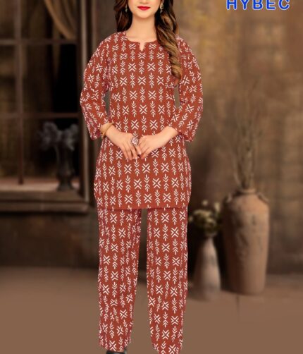 HYBEC Women's Rustic Charm Cotton Co-Ord Set